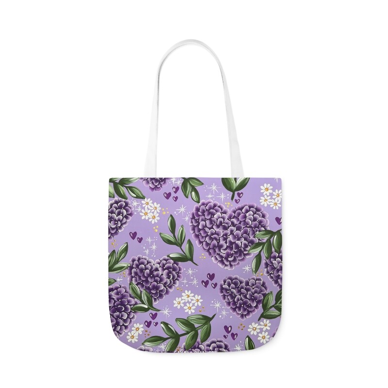 PURPLE Hydrangea Heart Tote Bag PURPLE Hydrangea Heart Tote Bag