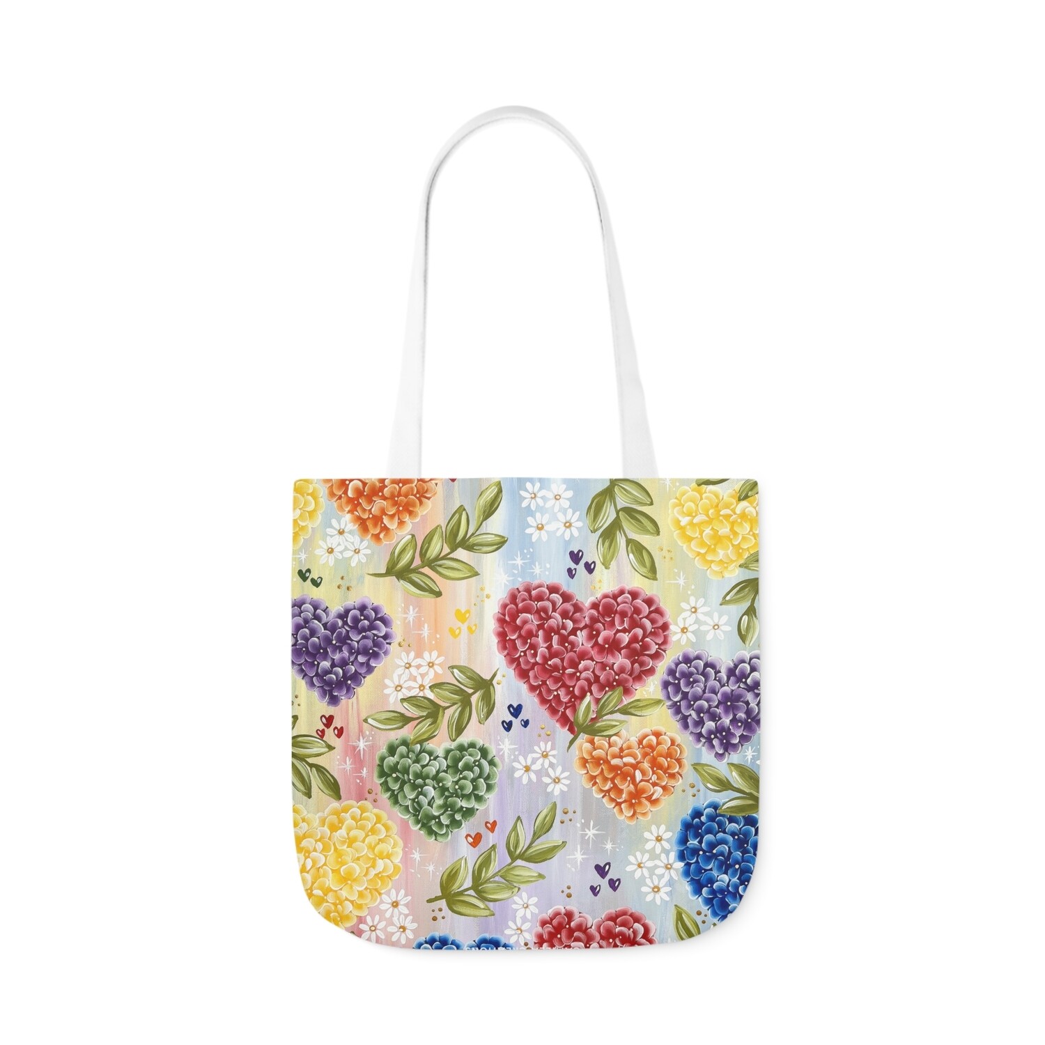 RAINBOW Hydrangea Heart Tote Bag RAINBOW Hydrangea Heart Tote Bag, SIZE: 13" x 13"