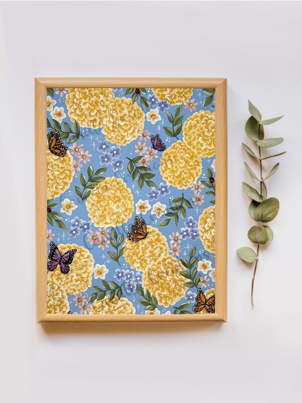 #63 Happy Spring Hydrangea Floral Print