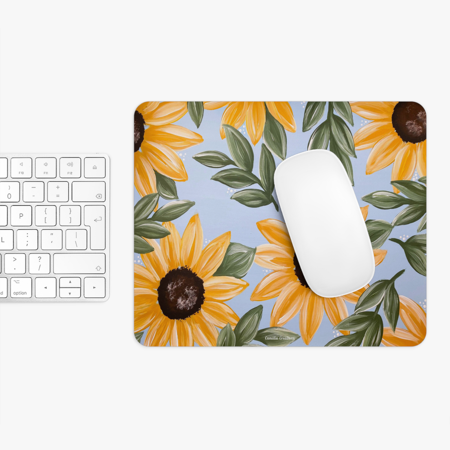 #8 Floral Rectangle Mouse Pad (Sunflower Blues)