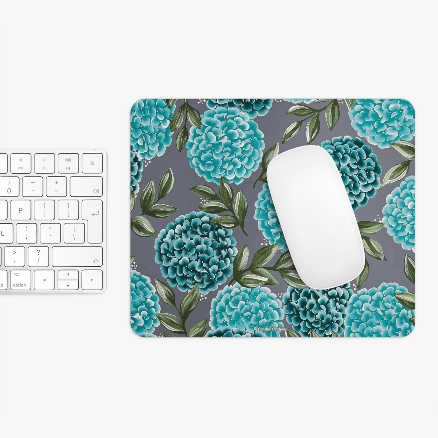 #3 Floral Rectangle Mouse Pad (Teal Hydrangea) #3 Floral Rectangle Mouse Pad (Teal Hydrangea)
