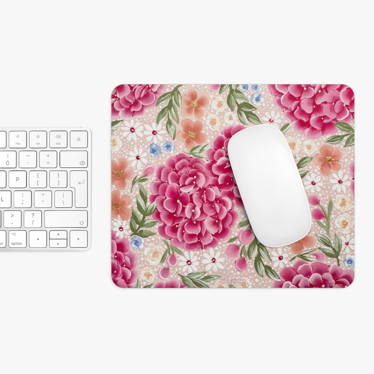 #9 Floral Rectangle Mouse Pad (Pink Passion)