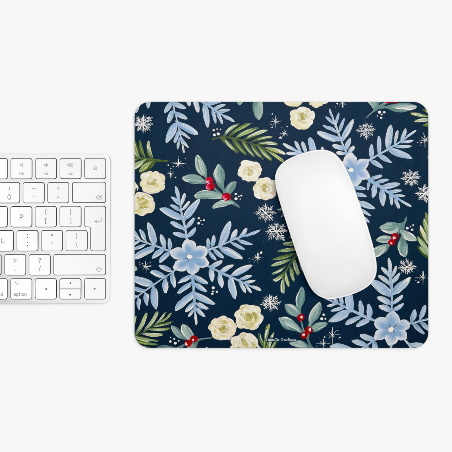 #1 Floral Rectangle Mouse Pad (Frosted Snowflake) #1 Floral Rectangle Mouse Pad (Frosted Snowflake)