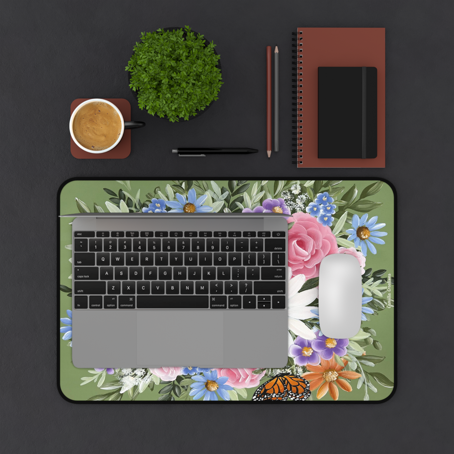 #1 Spring Floral Nonslip Desk Mat (3 sizes) #1 Spring Floral Nonslip Desk Mat (3 sizes), Size: 12” × 18”