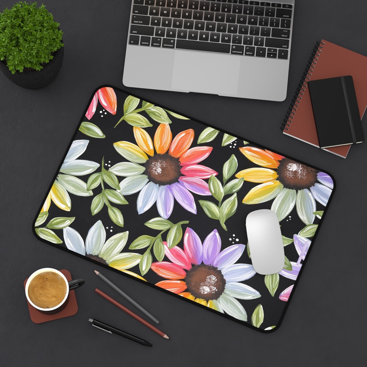 Rainbow Sunflower Nonslip Desk Mat (3 sizes) Rainbow Sunflower Nonslip Desk Mat (3 sizes)