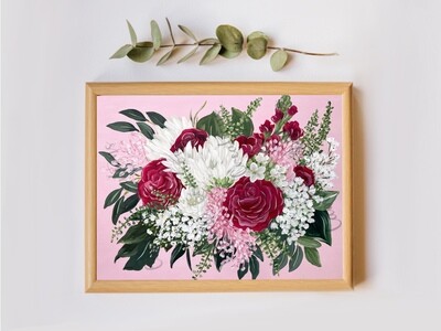 #83 Pink Bouquet Floral Print