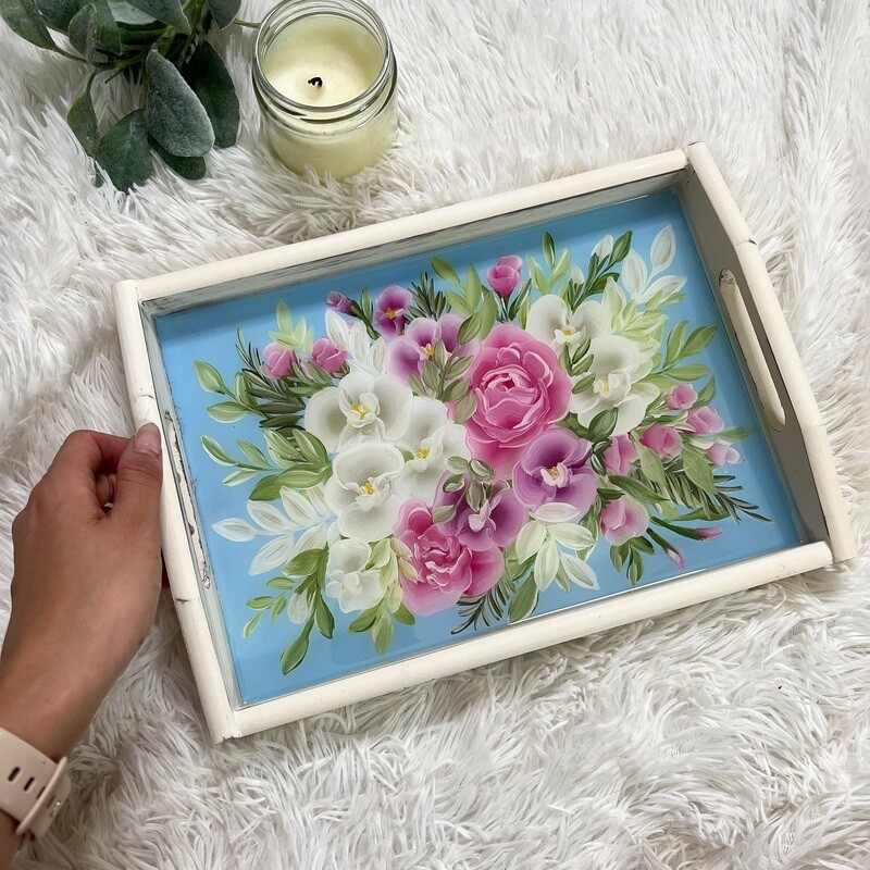 CUSTOM BOUQUET Vintage White Tray