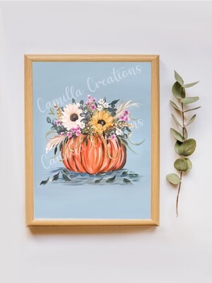 #85 Pumpkin Vase Floral Print #85 Pumpkin Vase Floral Print