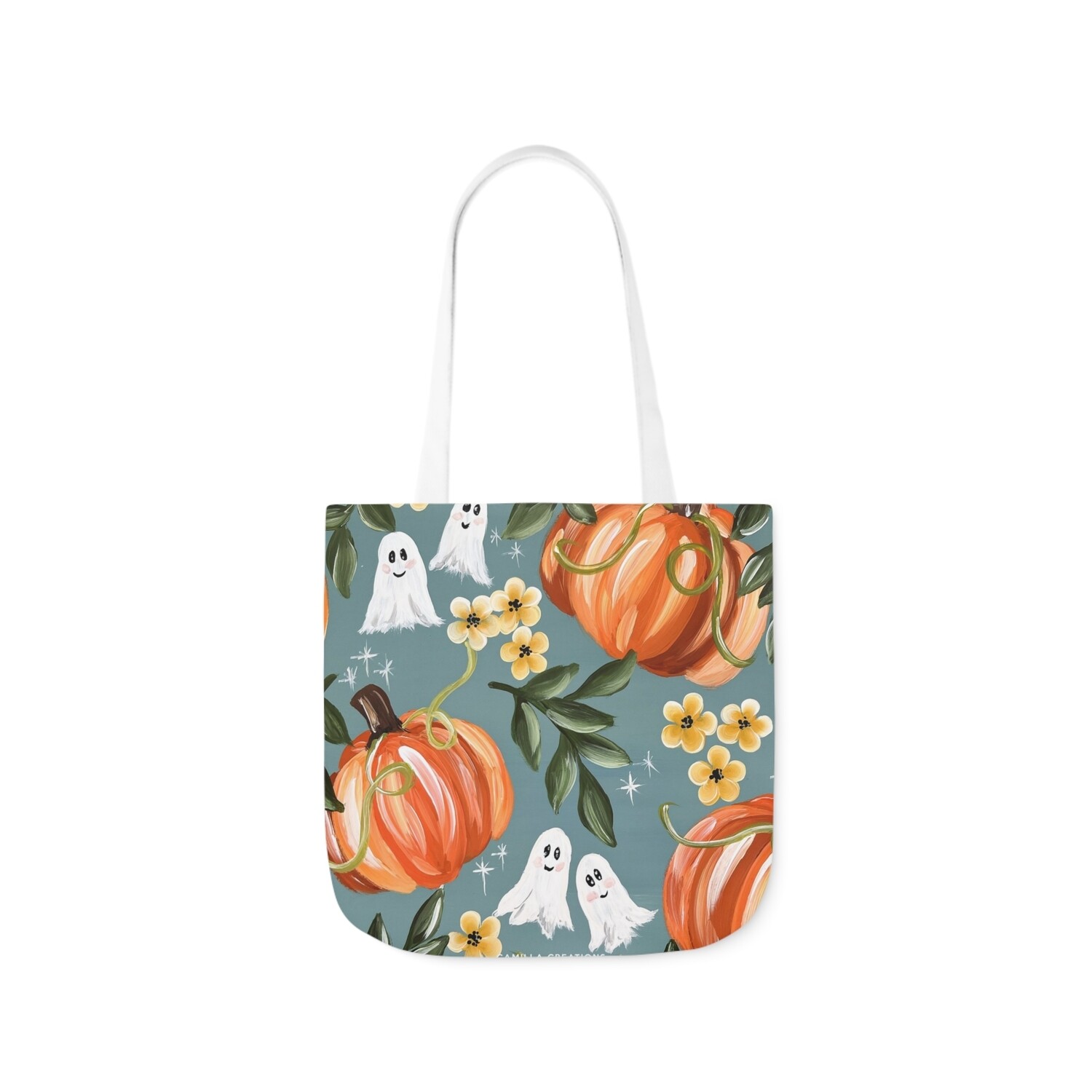 Fall Teal Ghost + Pumpkin Tote Bag Fall Teal Ghost + Pumpkin Tote Bag