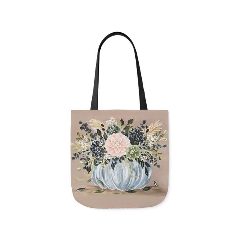 #24 Blue + Cream Pumpkin Vase Tote Bag