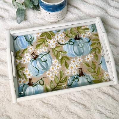 Pumpkin SMALL Distressed White Tray Pumpkin SMALL Distressed White Tray