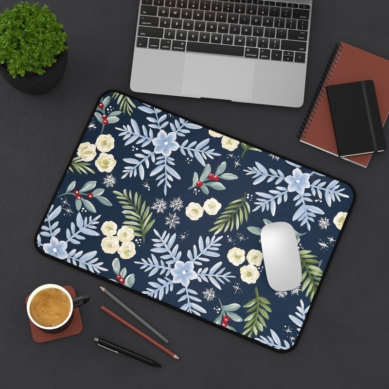 Navy Frosted Snowflake Desk Mat (3 sizes)