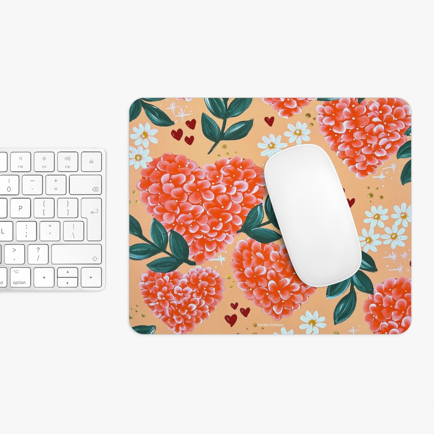 #23 Orange Hydrangea Hearts Rectangle Mouse Pad #23 Orange Hydrangea Hearts Rectangle Mouse Pad