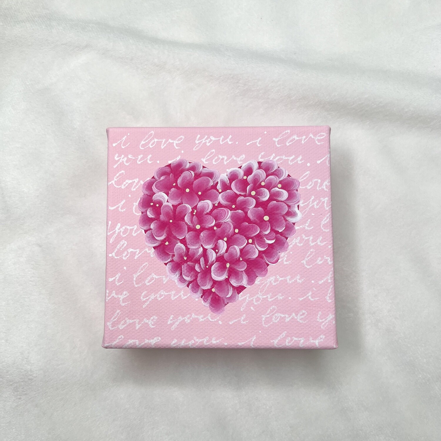 #1 4x4" Pink "I Love You" Hand Painted Canvas #1 4x4" Pink "I Love You" Hand Painted Canvas