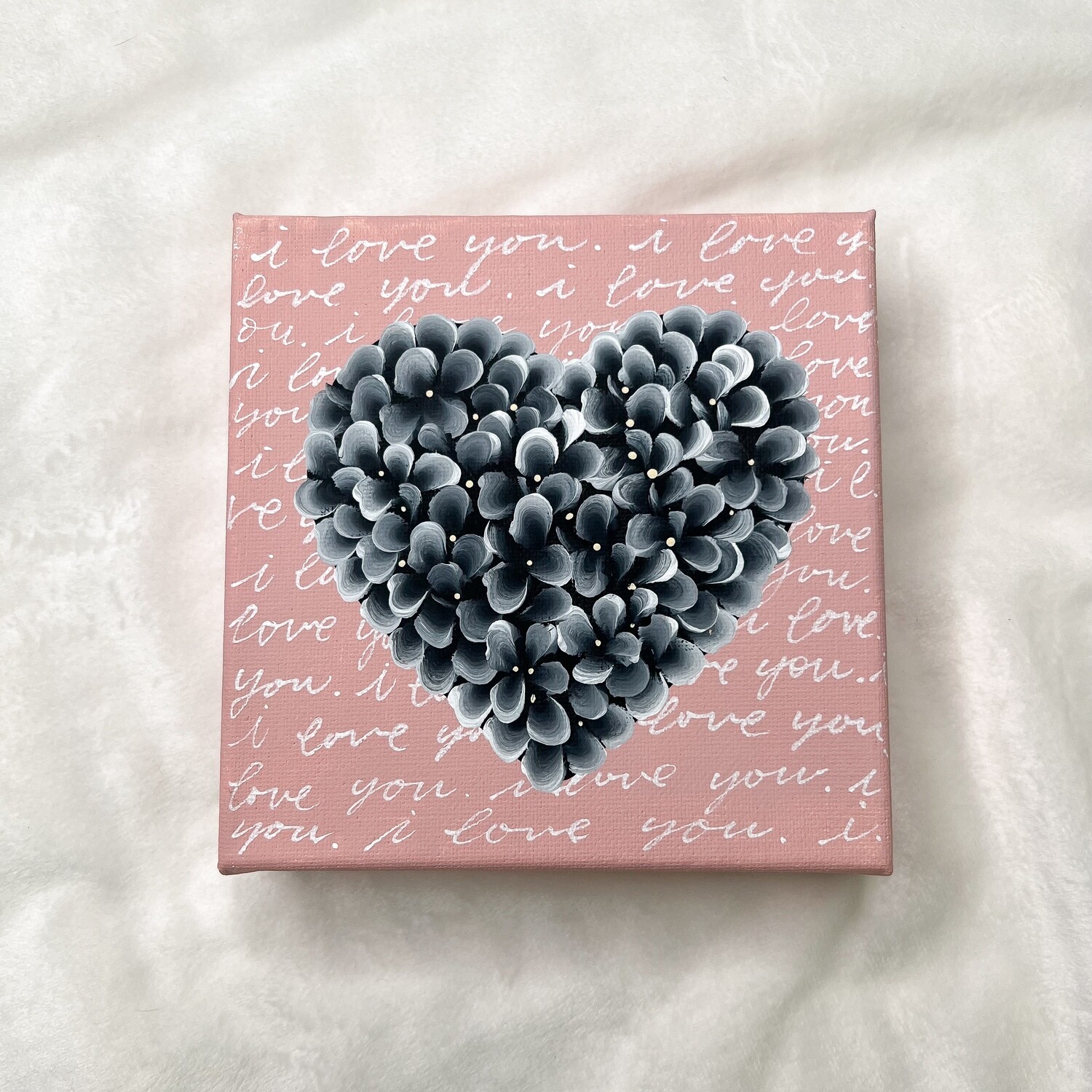 #8 6x6" Black "I Love You" Hand Painted Canvas