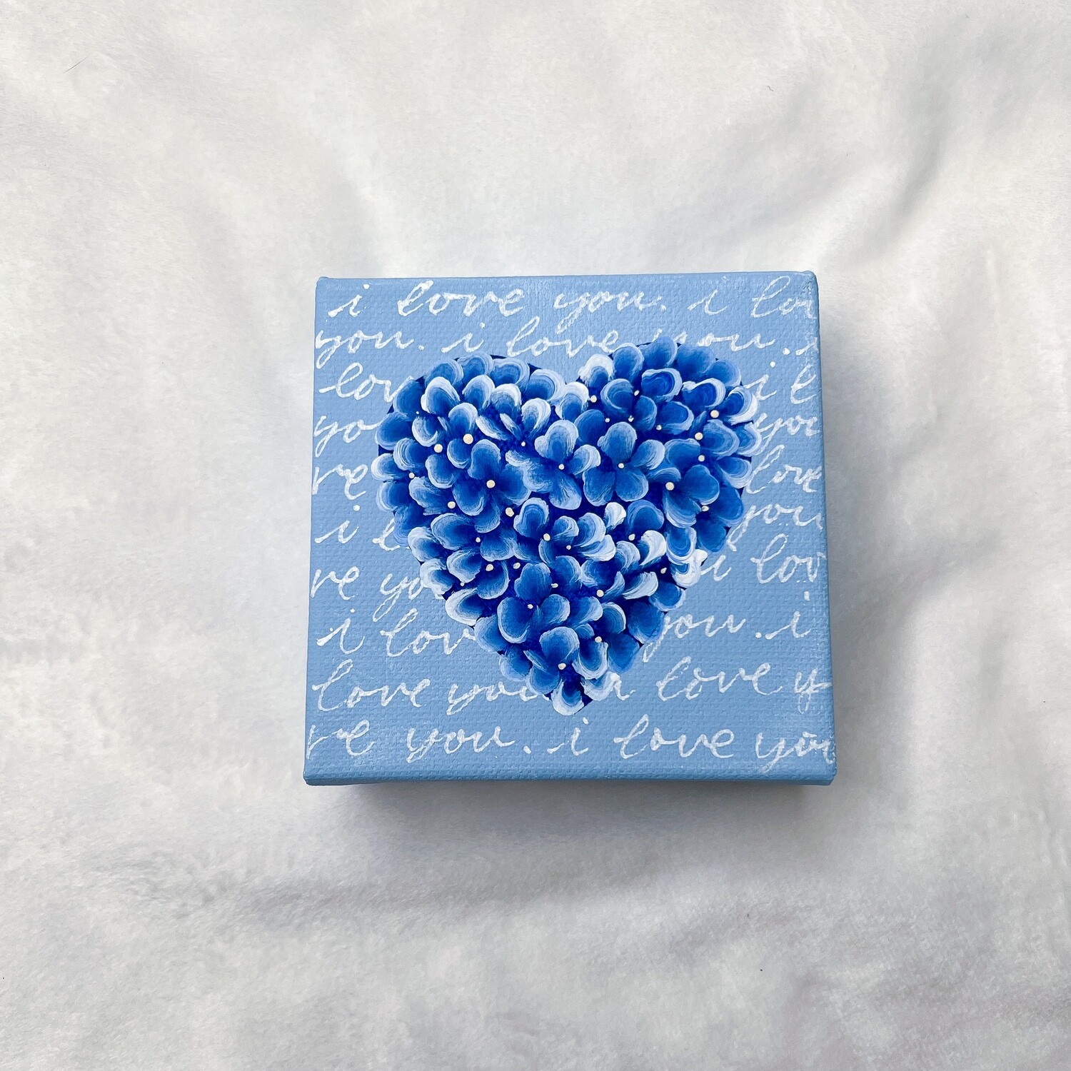#3 4x4" Blue "I Love You" Hand Painted Canvas #3 4x4" Blue "I Love You" Hand Painted Canvas