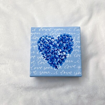 #3 4x4" Blue "I Love You" Hand Painted Canvas #3 4x4" Blue "I Love You" Hand Painted Canvas