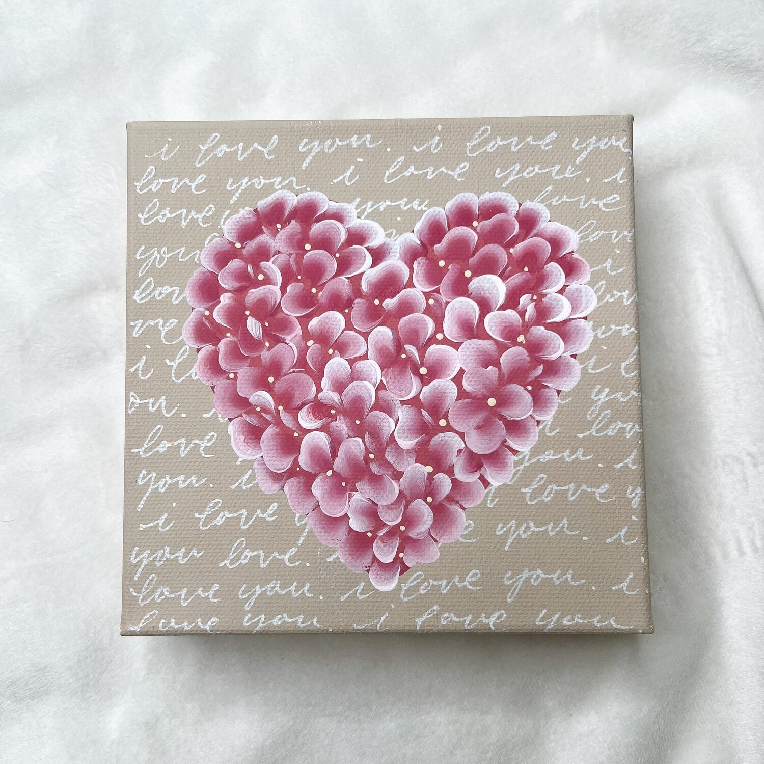 #6 6x6" Pink "I Love You" Hand Painted Canvas #6 6x6" Pink "I Love You" Hand Painted Canvas