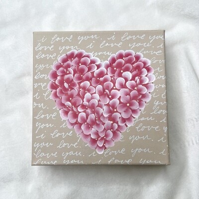#6 6x6" Pink "I Love You" Hand Painted Canvas #6 6x6" Pink "I Love You" Hand Painted Canvas