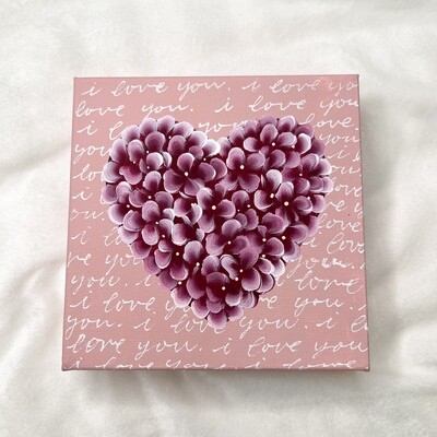 #7 6x6" Burgundy "I Love You" Hand Painted Canvas #7 6x6" Burgundy "I Love You" Hand Painted Canvas