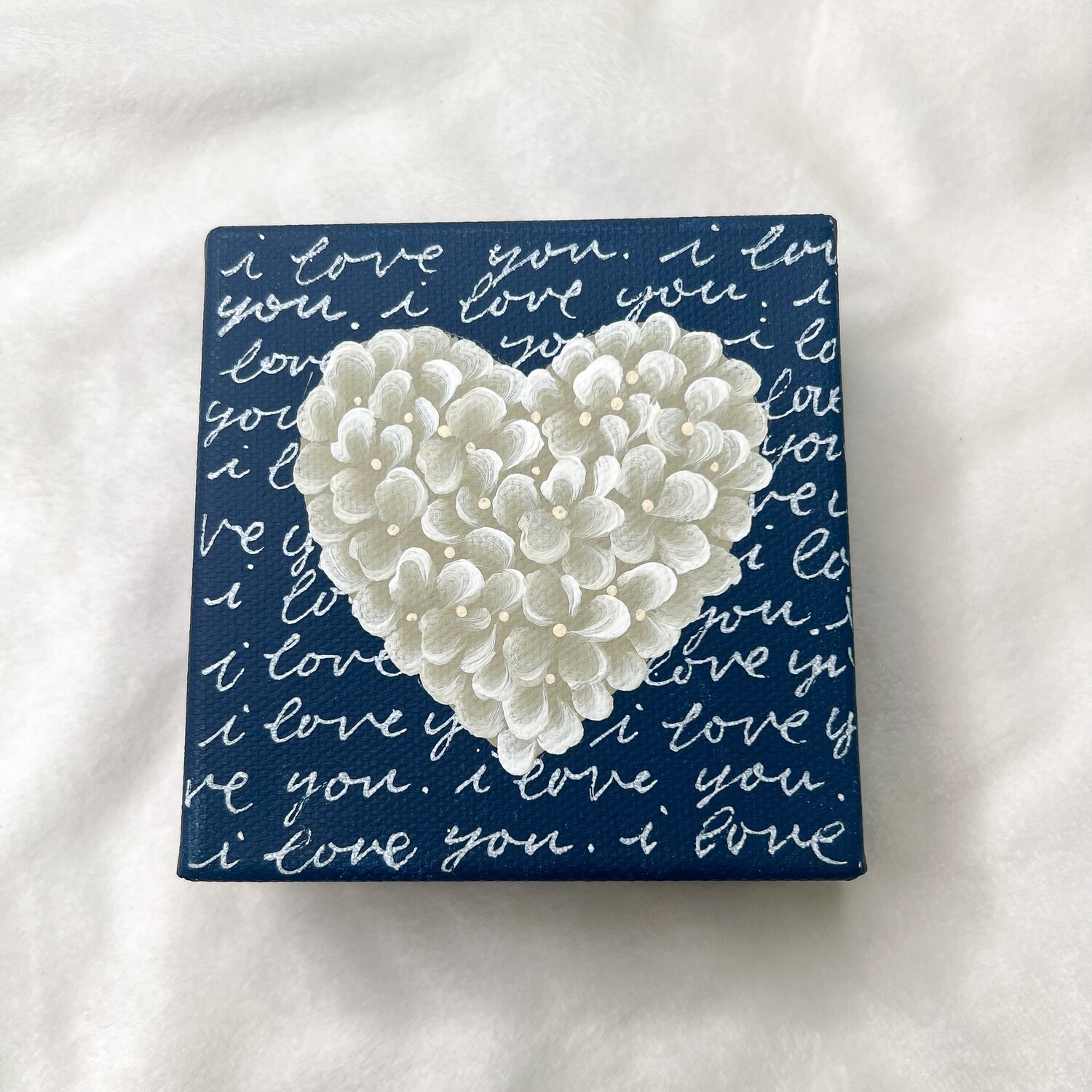 #2 4x4" Navy "I Love You" Hand Painted Canvas #2 4x4" Navy "I Love You" Hand Painted Canvas