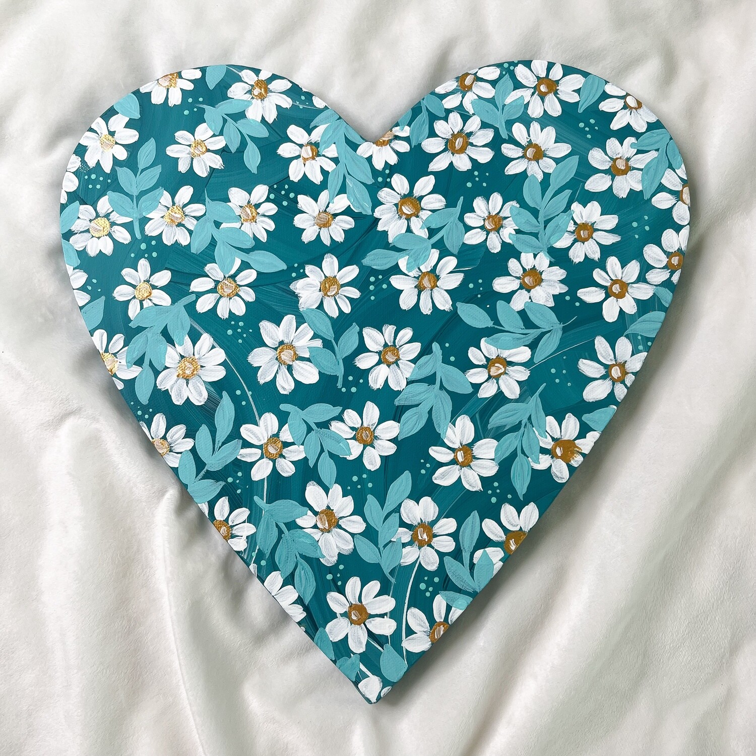 #1 12" Teal Daisy Hand Painted Canvas