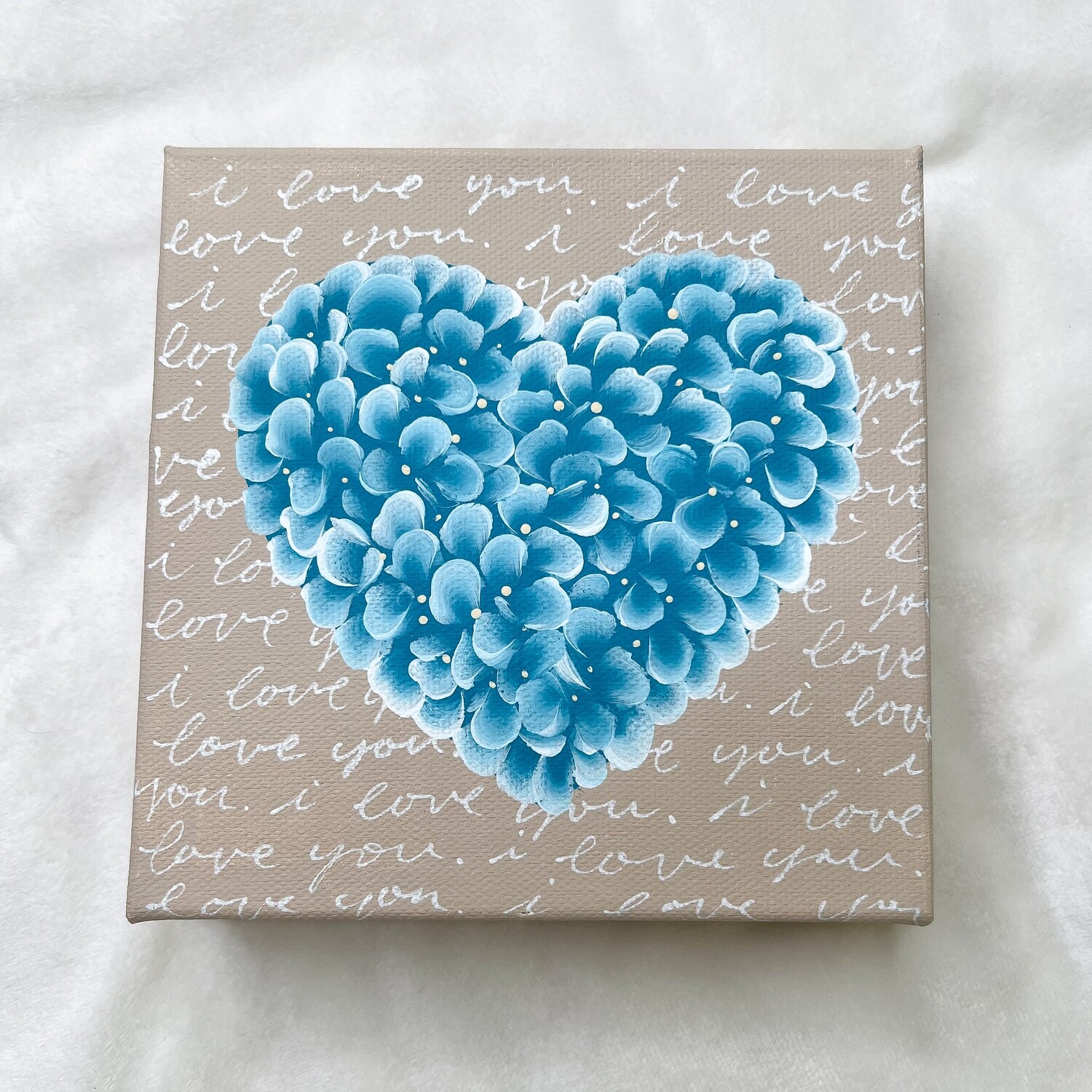 #9 6x6" Blue "I Love You" Hand Painted Canvas