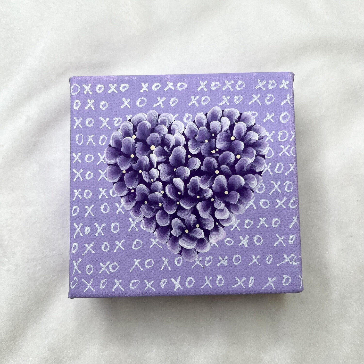 #7 4x4" Purple "XOXO" Hand Painted Canvas