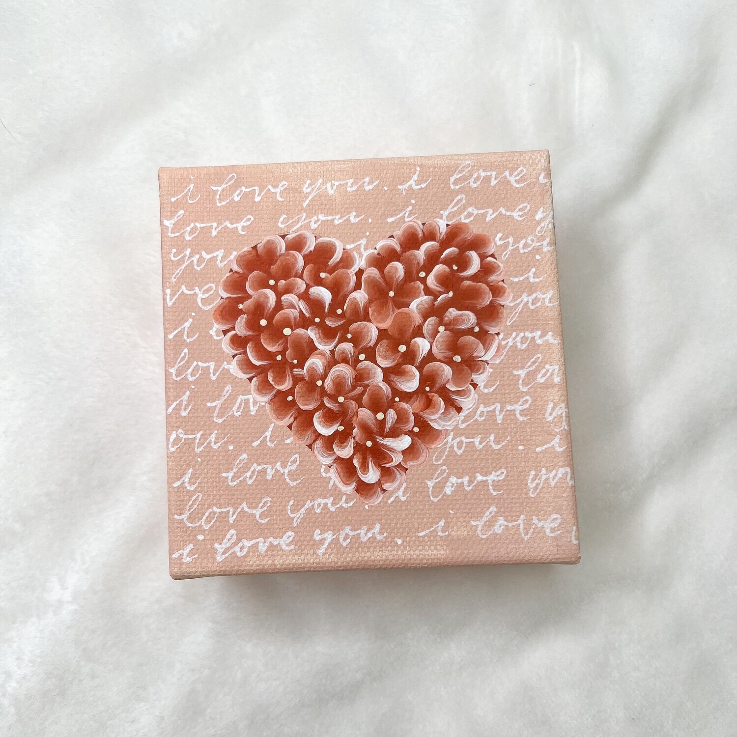 #4 4x4" Peach "I Love You" Hand Painted Canvas #4 4x4" Peach "I Love You" Hand Painted Canvas