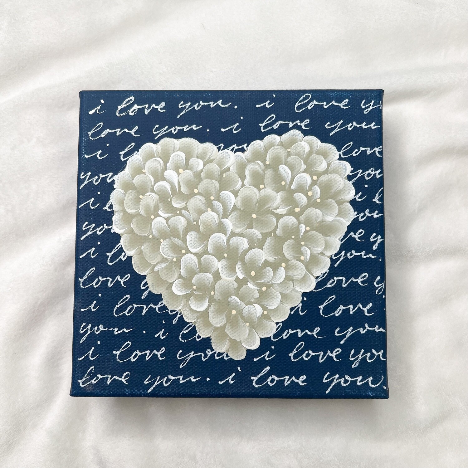 6x6" Navy "I Love You" Hand Painted Canvas 6x6" Navy "I Love You" Hand Painted Canvas