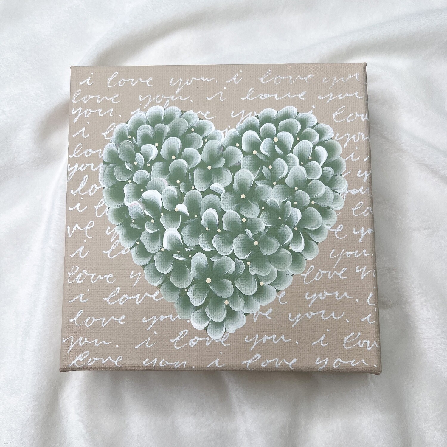 #11 6x6" Green "I Love You" Hand Painted Canvas #11 6x6" Green "I Love You" Hand Painted Canvas
