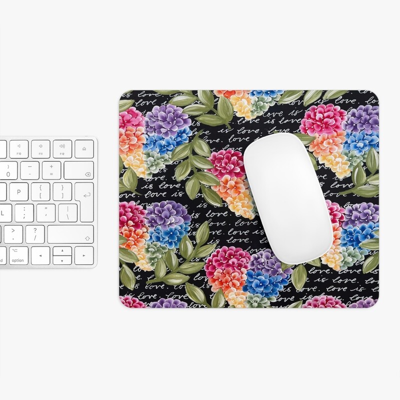#25 Rainbow Hydrangea Hearts Rectangle Mouse Pad