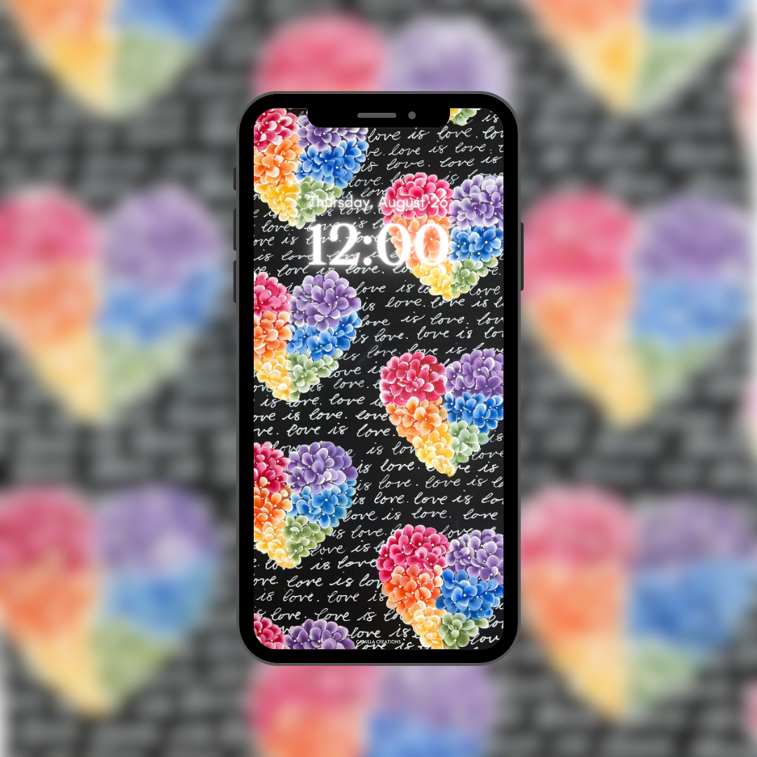 #63 Rainbow Hydrangea Heart Background/Wallpaper #63 Rainbow Hydrangea Heart Background/Wallpaper