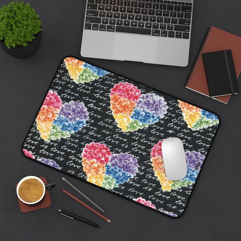 #1 Rainbow Hydrangea Heart Desk Mat (3 sizes)
