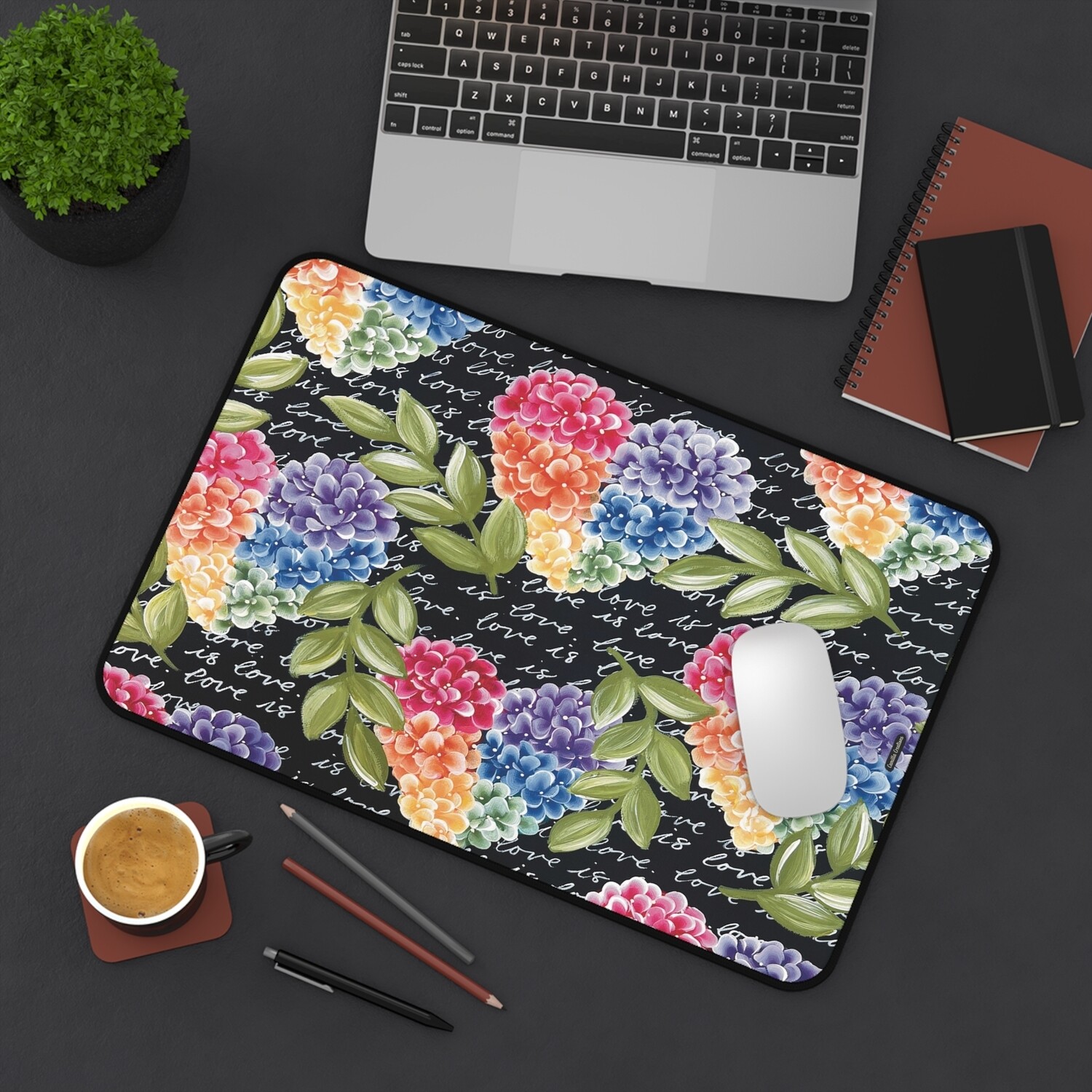 #1 Rainbow Hydrangea Heart Desk Mat (3 sizes) #1 Rainbow Hydrangea Heart Desk Mat (3 sizes)