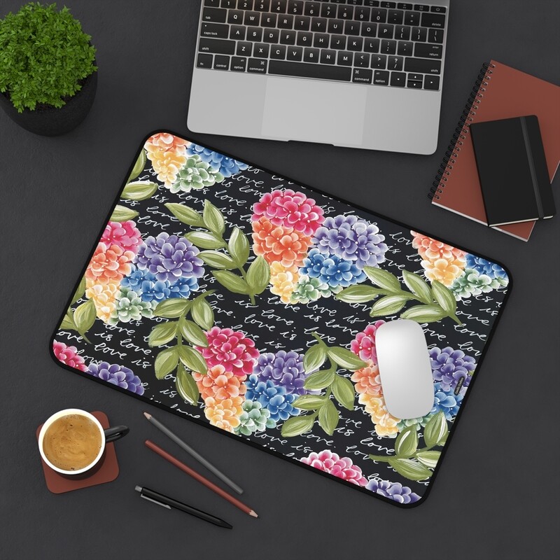 #1 Rainbow Hydrangea Heart Desk Mat (3 sizes)