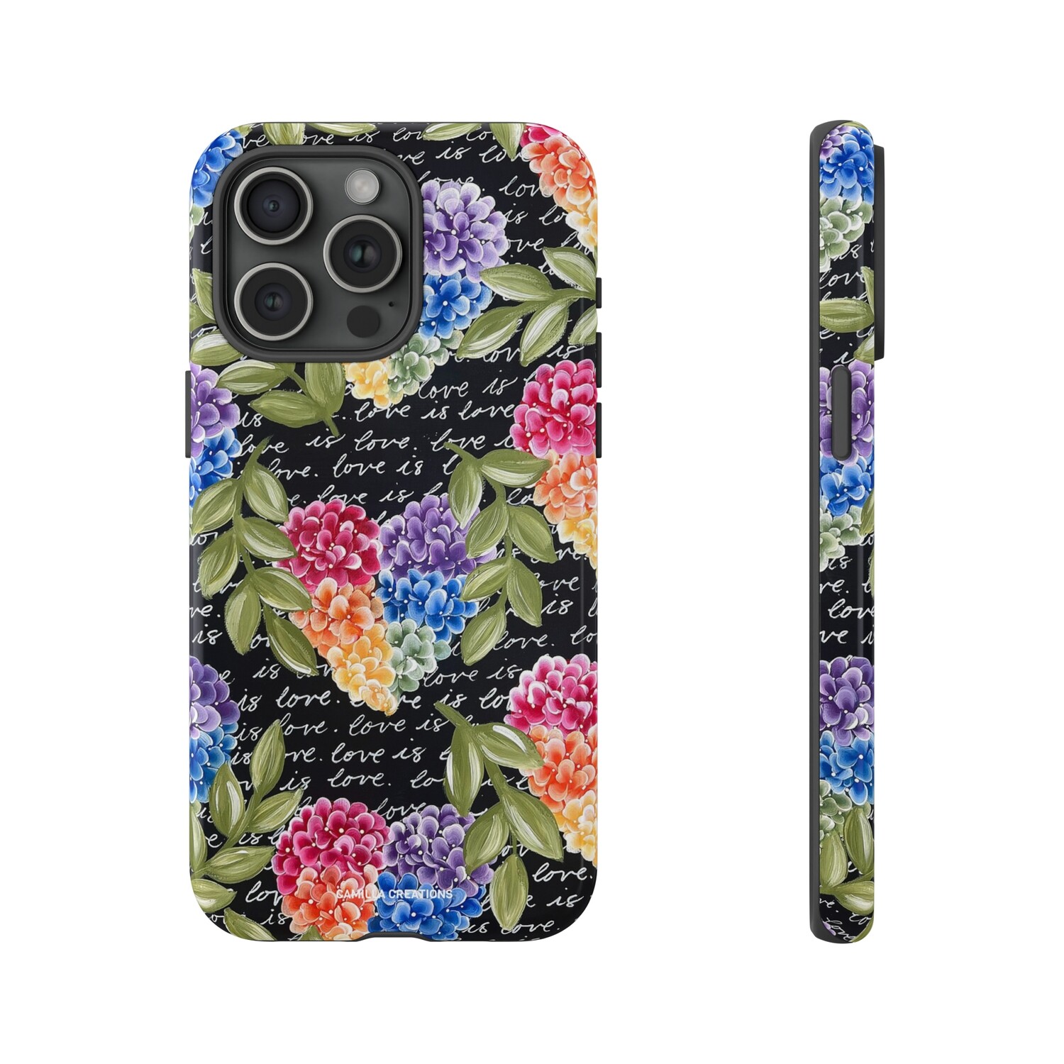 #3 Rainbow Hydrangea Heart Hard Phone Case #3 Rainbow Hydrangea Heart Hard Phone Case