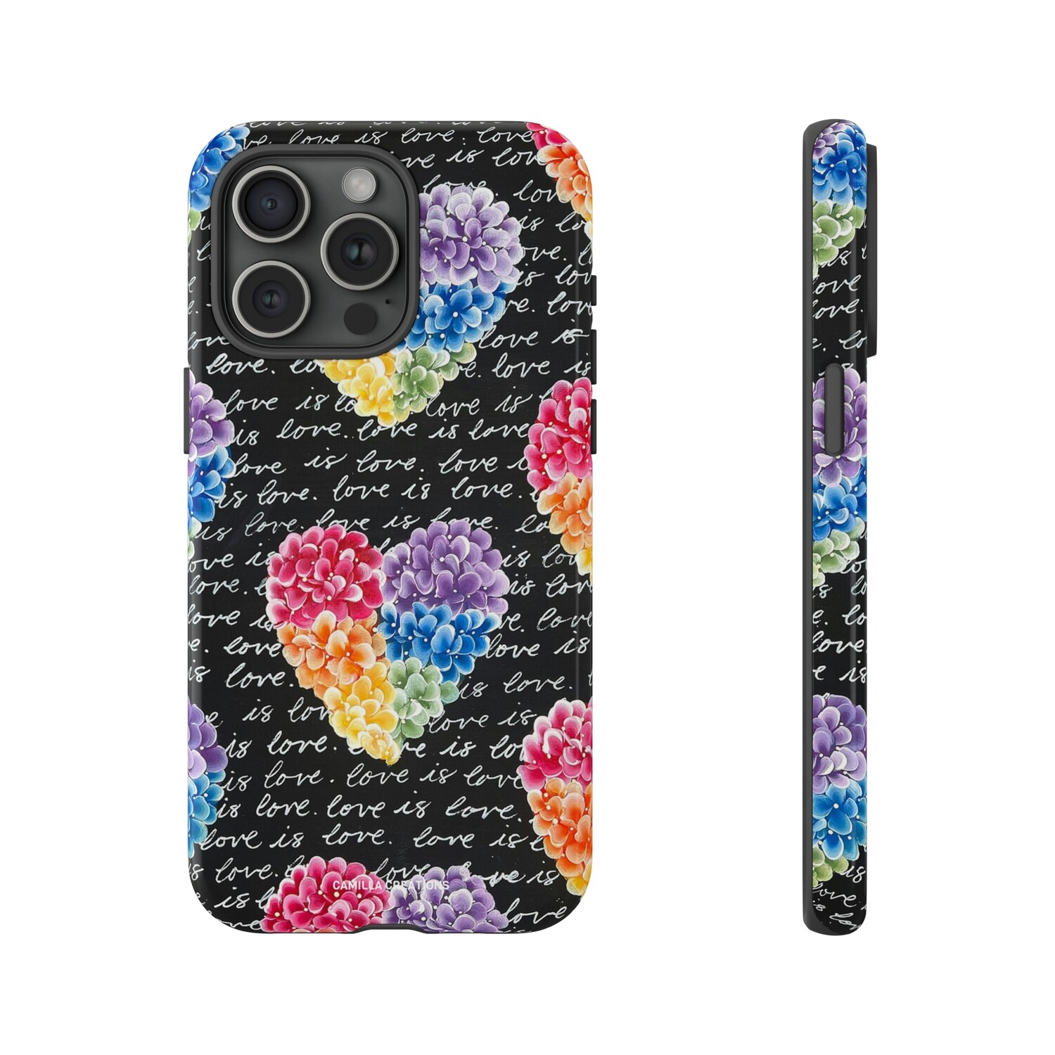 #4 Rainbow Hydrangea Heart Hard Phone Case