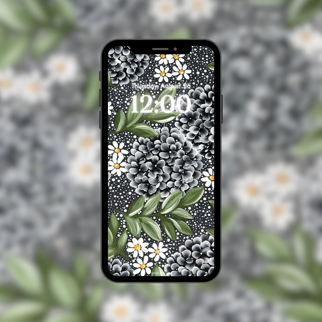 #66 Dotted Black Hydrangea Background/Wallpaper #66 Dotted Black Hydrangea Background/Wallpaper