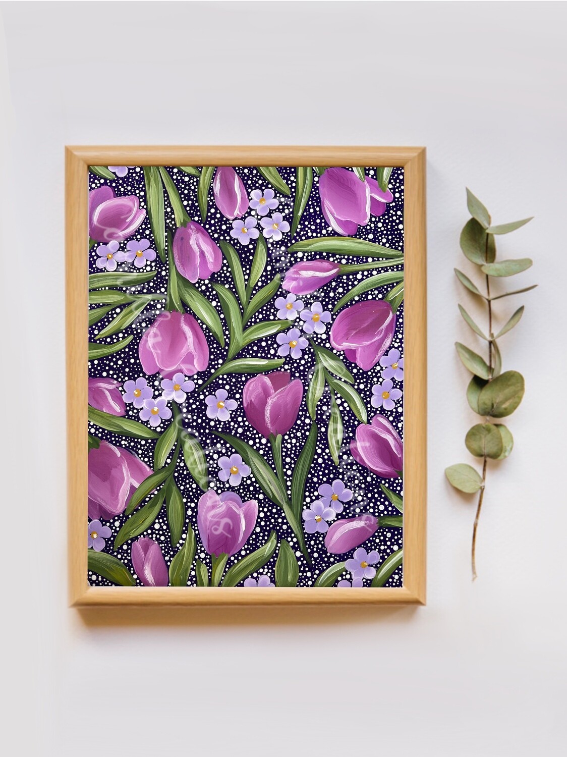 #100 Dotted Purple Tulip Floral Print #100 Dotted Purple Tulip Floral Print