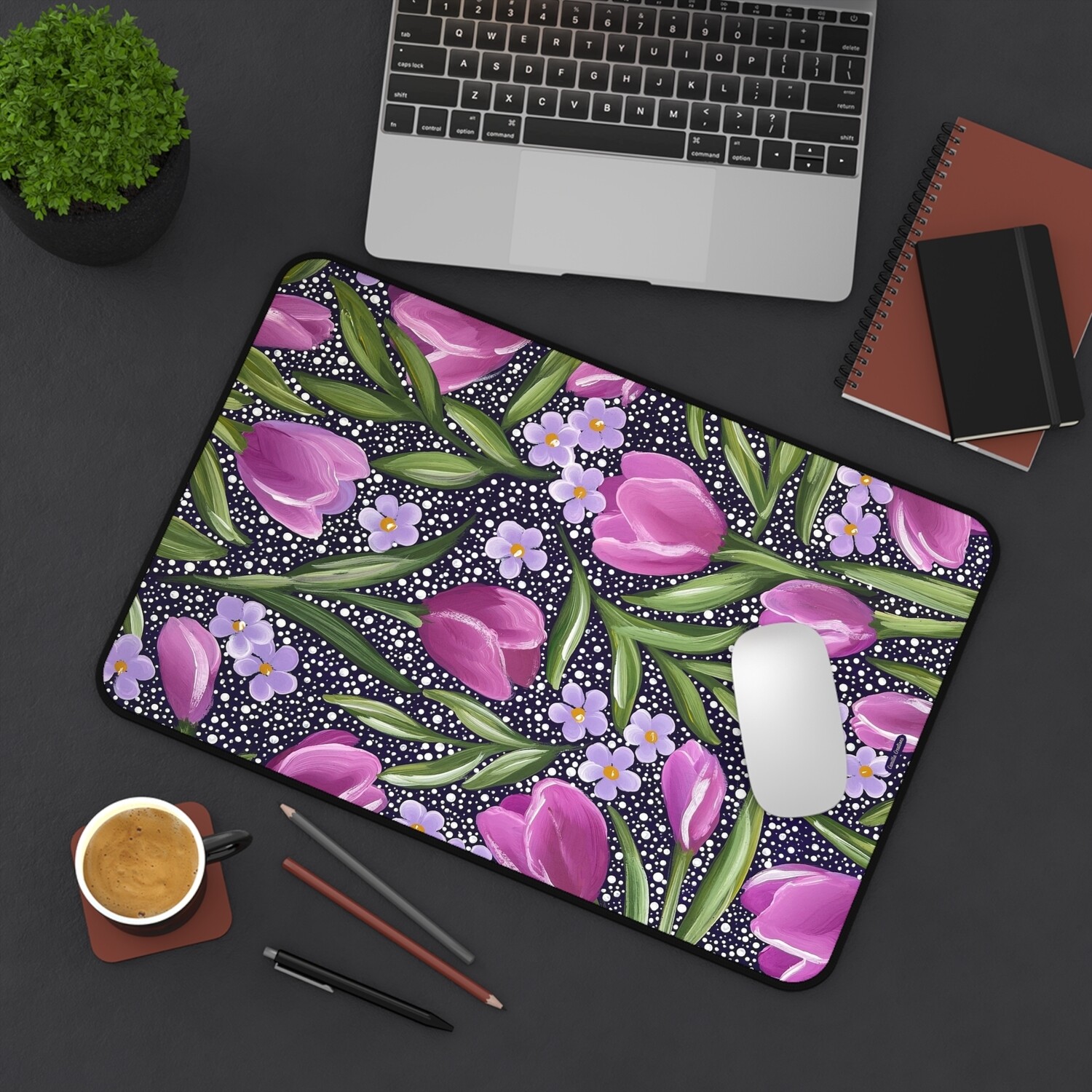 #2 Dotted Purple Tulip Desk Mat (3 sizes)