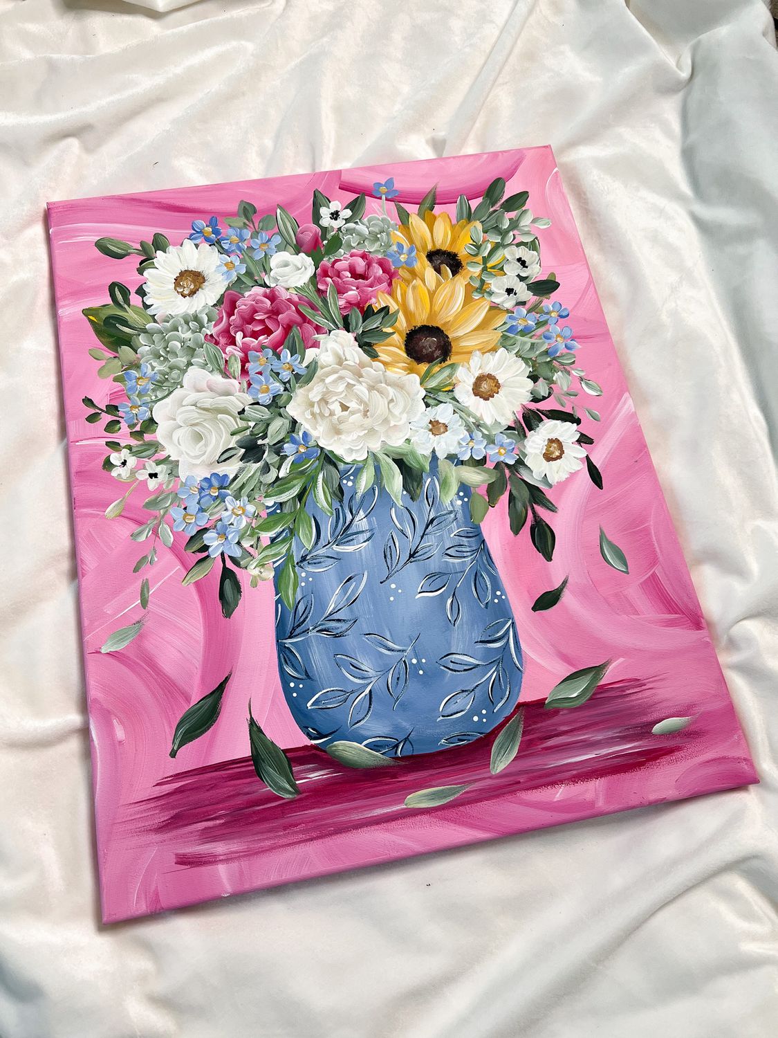 Custom Floral Bouquet Vase Large Canvas
