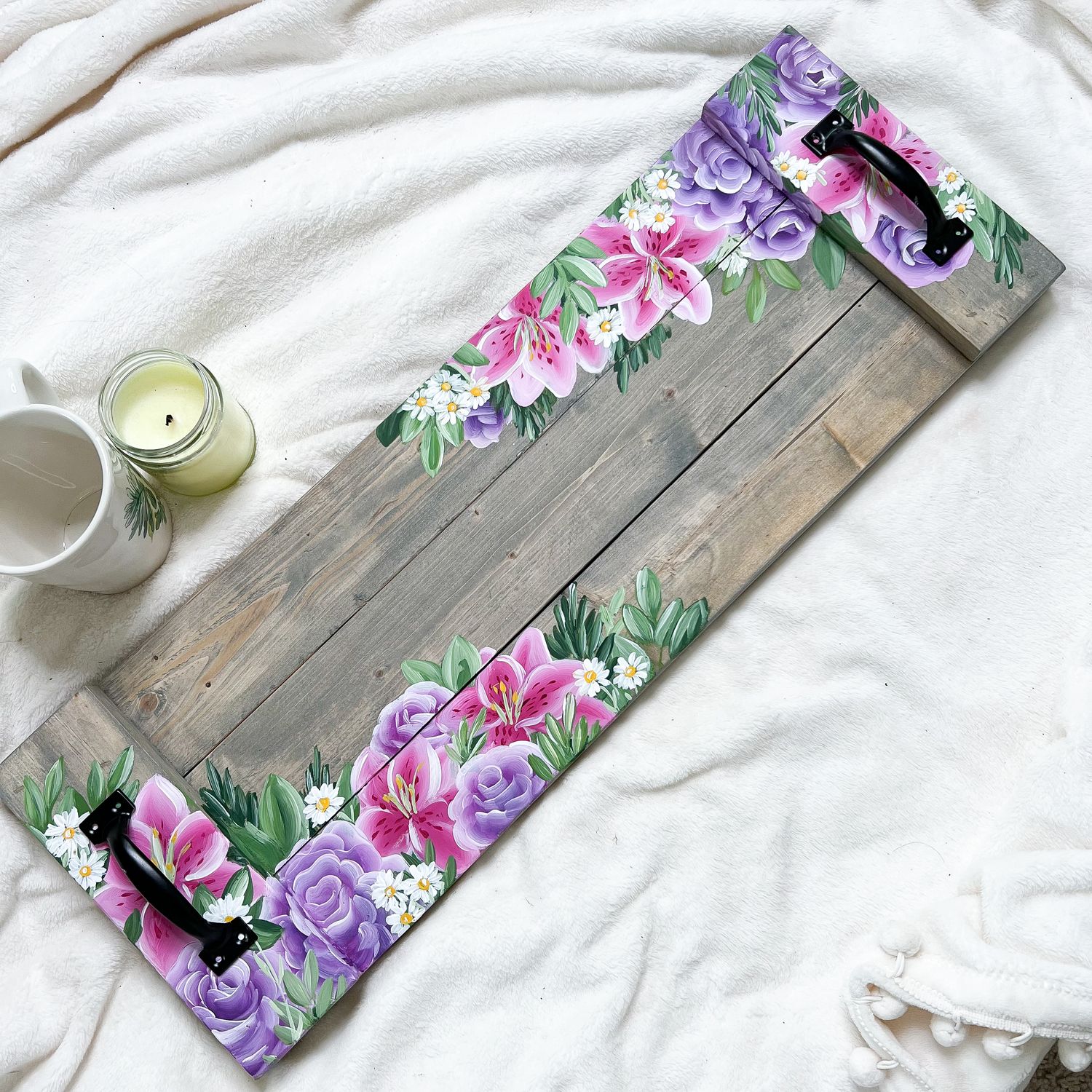 CUSTOM FLOWER Coffee Table Wood Tray