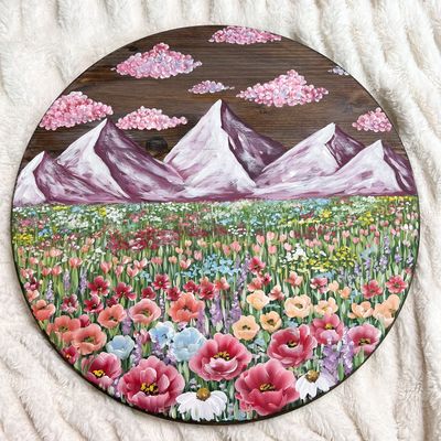 #3 Pink Mountain Meadow 18" Lazy Susan/Wall Sign #3 Pink Mountain Meadow 18" Lazy Susan/Wall Sign