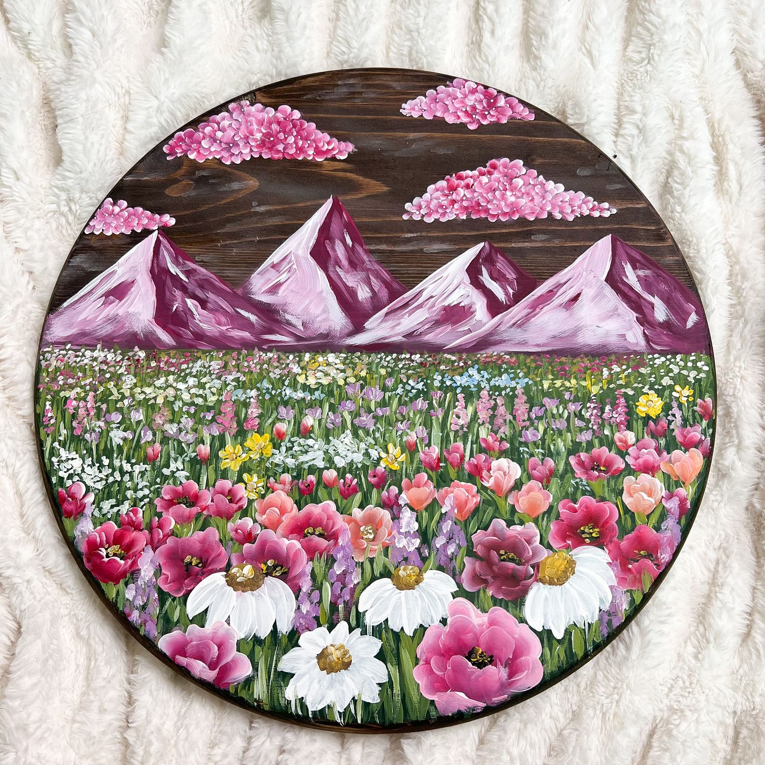 #2 Pink Mountain Meadow 15" Lazy Susan/Wall Sign