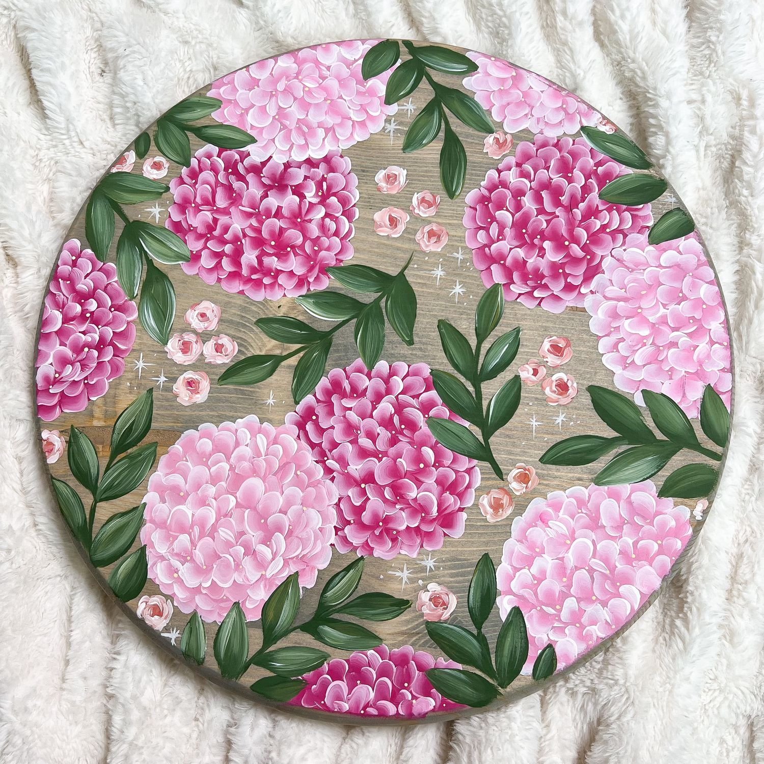 #4 Pink Hydrangea 15" Lazy Susan/Wall Sign #4 Pink Hydrangea 15" Lazy Susan/Wall Sign