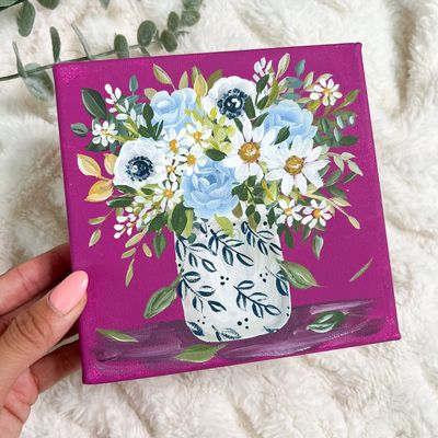 #5 6x6" Bouquet Vase Hand Painted Canvas