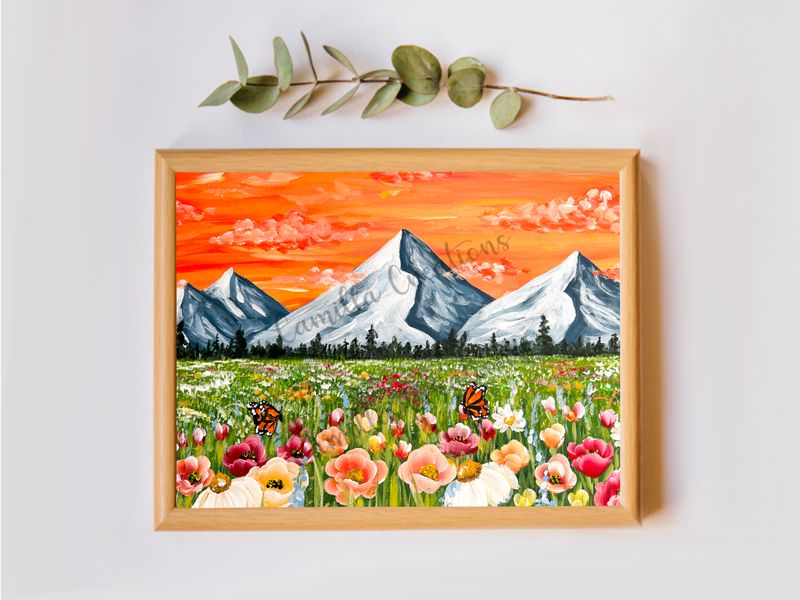 #109 Orange Mountain Meadow Print