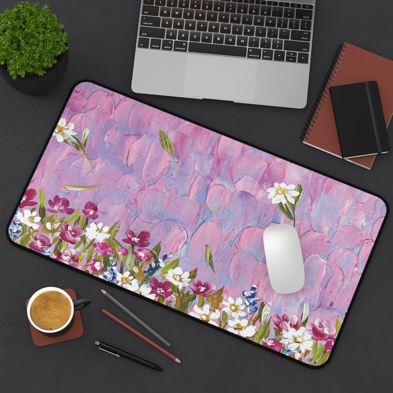 #8 Textured Floral Field Desk Mat (3 sizes)