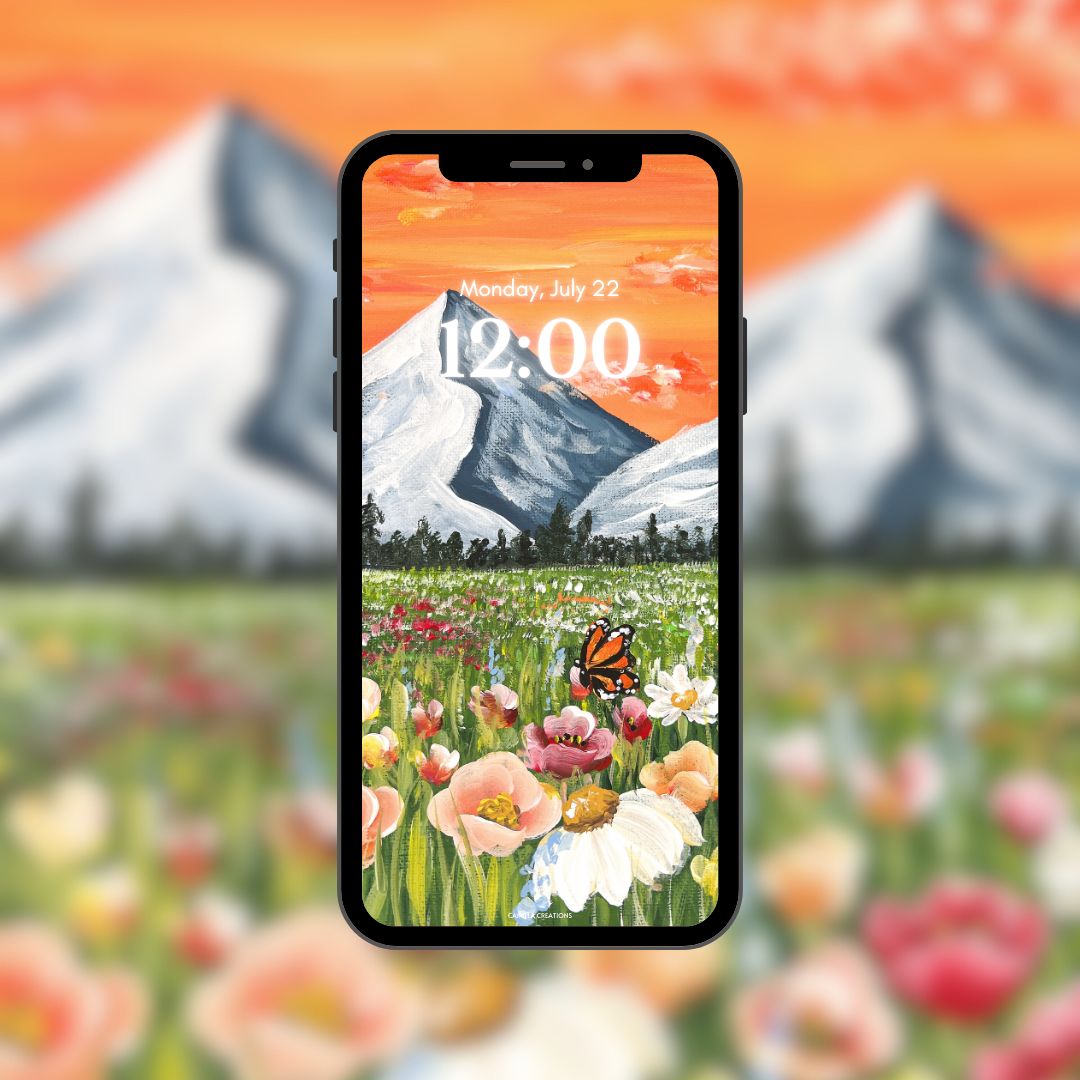 #72 Orange Mountain Meadows Background/Wallpaper